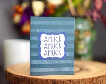Amuck Amuck Amuck Greeting Card, Handmade, Blank Inside, Black or White Envelope, Hocus Pocus, Halloween