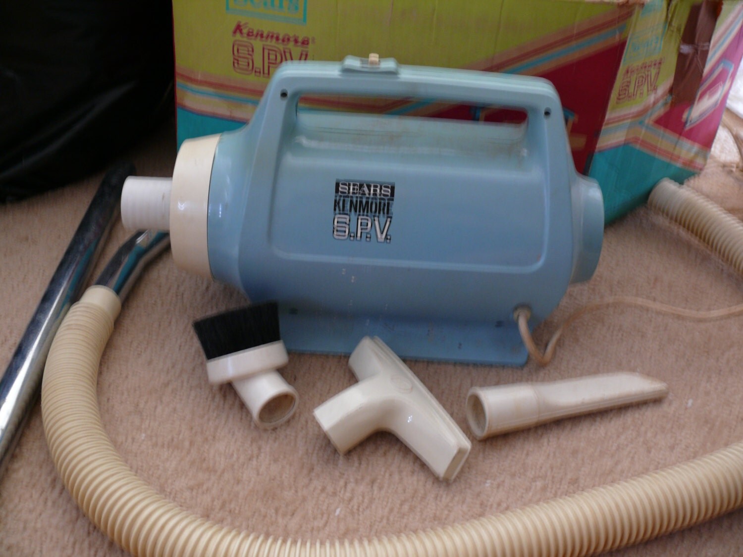 Vintage Sears Kenmore SPV 208112 hand vacuum with attachments