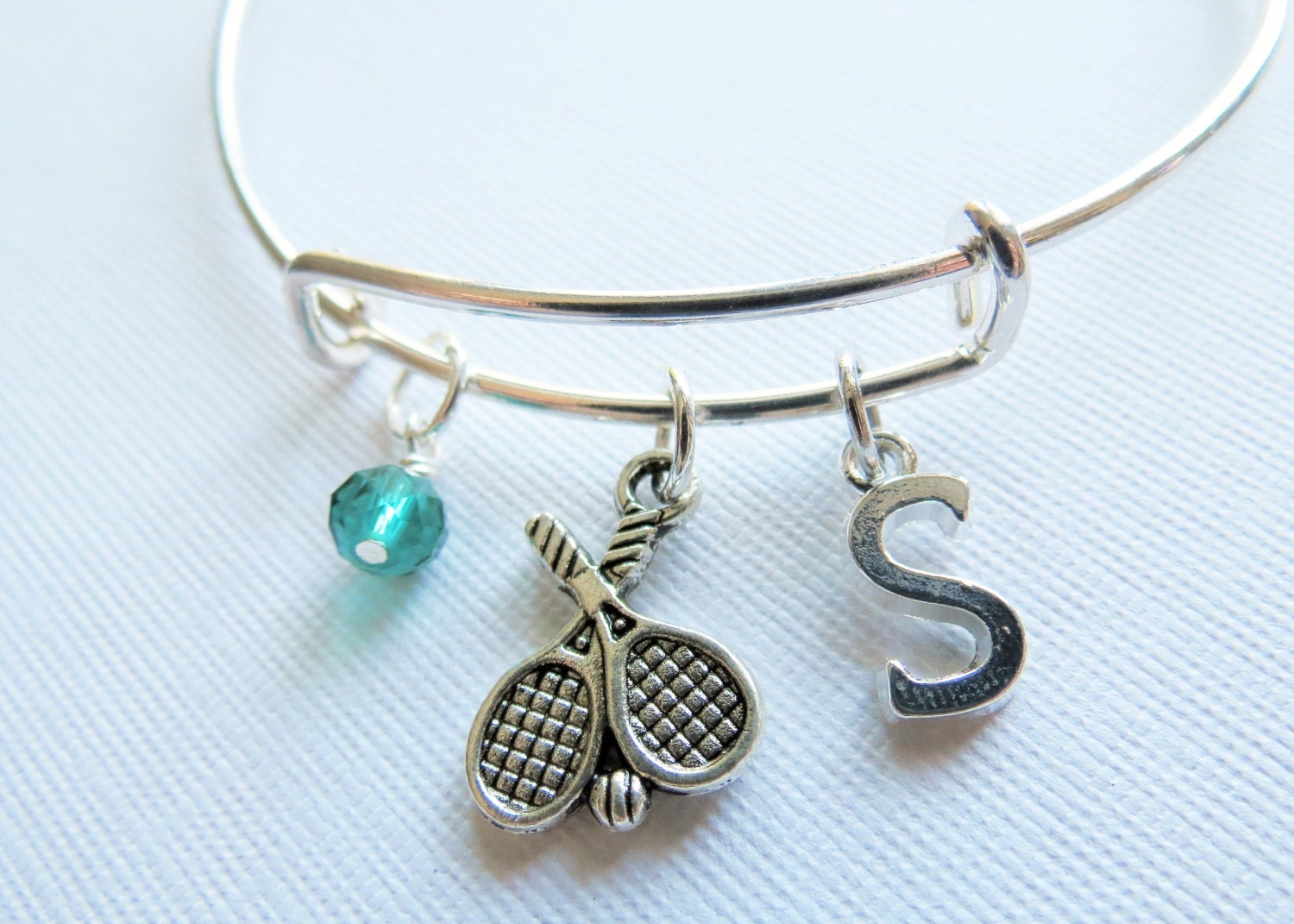 Tennis Charm Bracelet Tennis Expandable Bangle Pendant