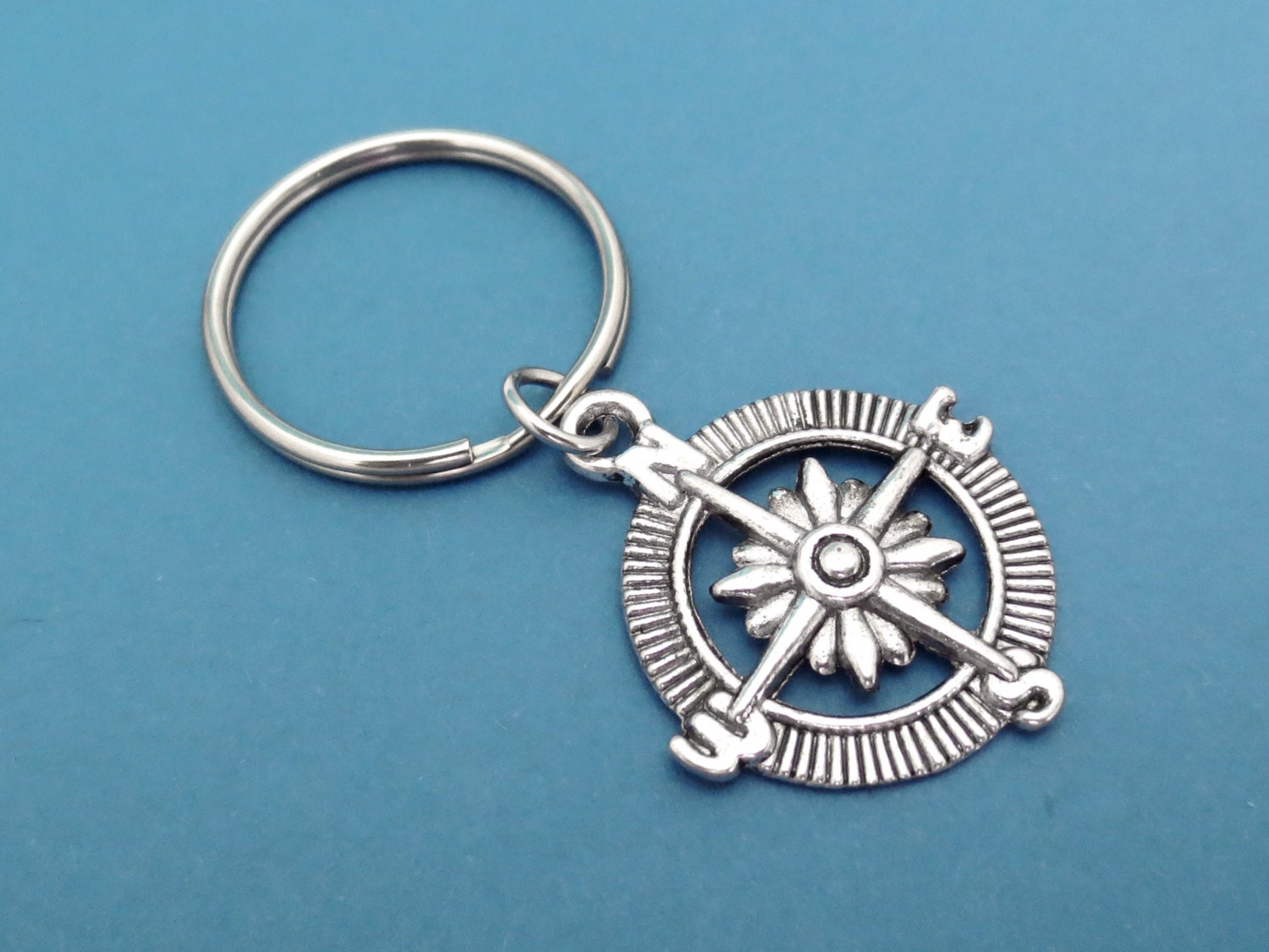 Compass Keychain Nautical Compass Sail Keyring Key