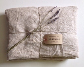 Linen sheet, flat linen sheet, softened linen sheet, pure linen upper sheet by Linenbee