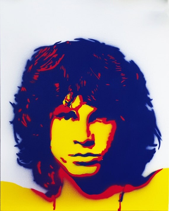 Jim Morrison spray paint portrait on 16x20 by djbarrydesign