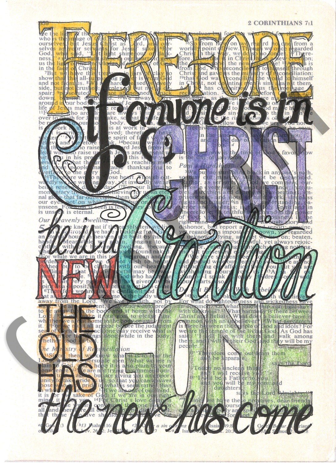 2 Corinthians 5:17 5 x 7 Print