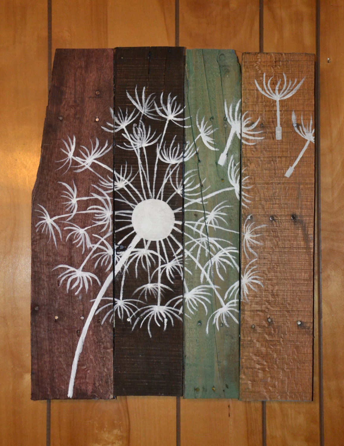 Custom Dandelion Hand painted Wood Art Super by CraftyChickNC