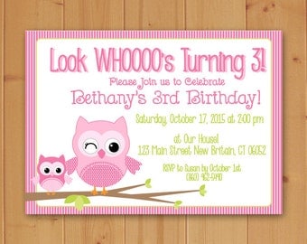 Owl Birthday, Owl Birthday Party, Owl Birthday Party Invitation, Children's Birthday Party Invitation,Owl Invitation,Downloadable Invitation