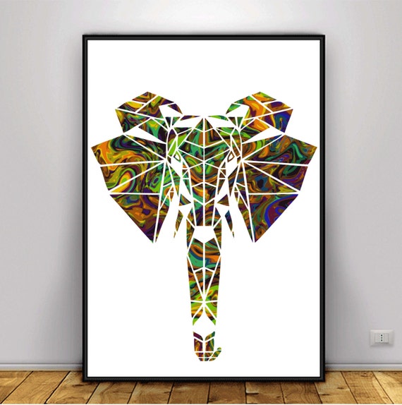 Geometric Elephant DIGITAL Art Geometric Animal Art