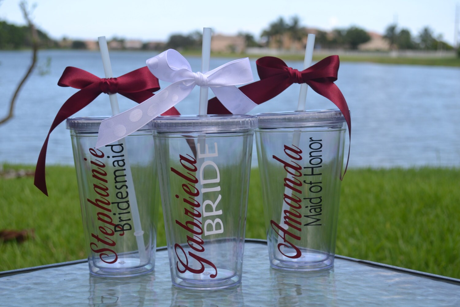 3 Personalized Bridal Party Tumblers Wedding by