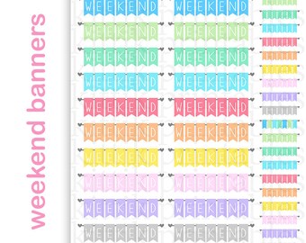 Weekend Banner & Mini Daily Decorative Banner || Printable Planner Stickers || Instant Digital Download
