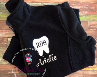 Dental Assistant/Tooth/Dentist Custom Monogrammed Fleece Jacket