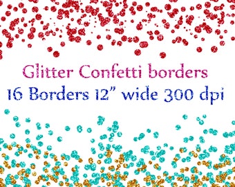 Confetti Borderst: "CONFETTI CLIPART" Glitter Confetti Clip art Glitter Confetti Borders Clipart Overlays Digital Confetti Instant Download