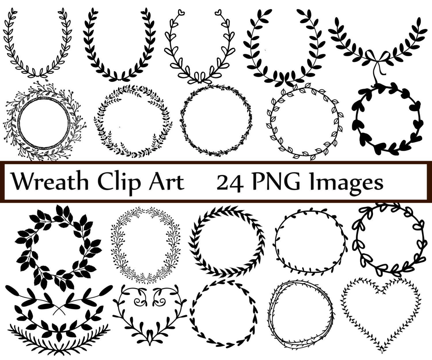 free black and white wreath clip art - photo #23
