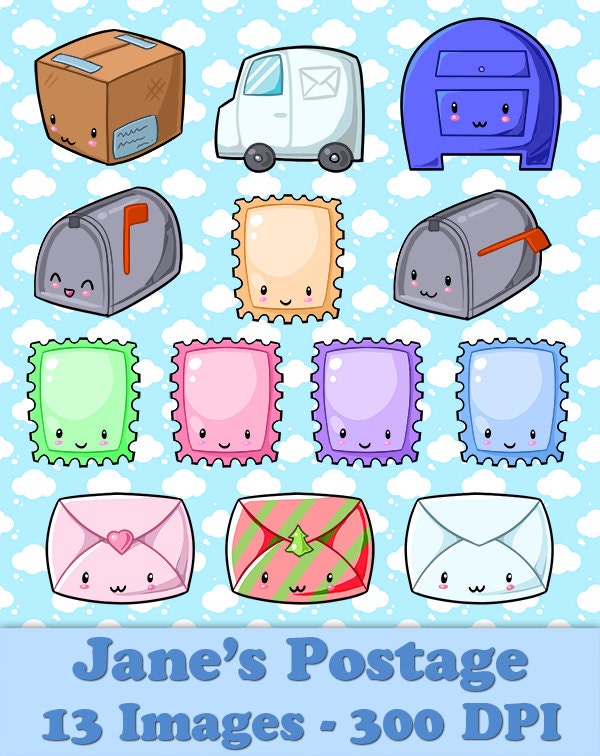 Kawaii Postage and Stamps Clipart Kawaii Download by DigitalArtsi