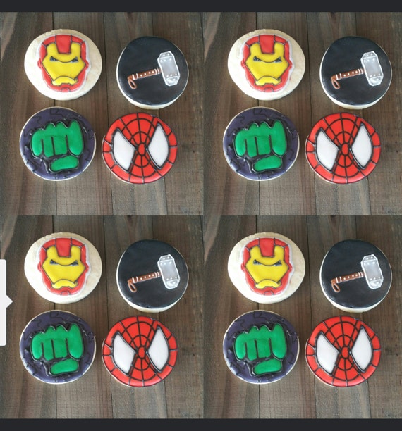 Marvel character cookies royal icing sugar cookies by KessaCakes
