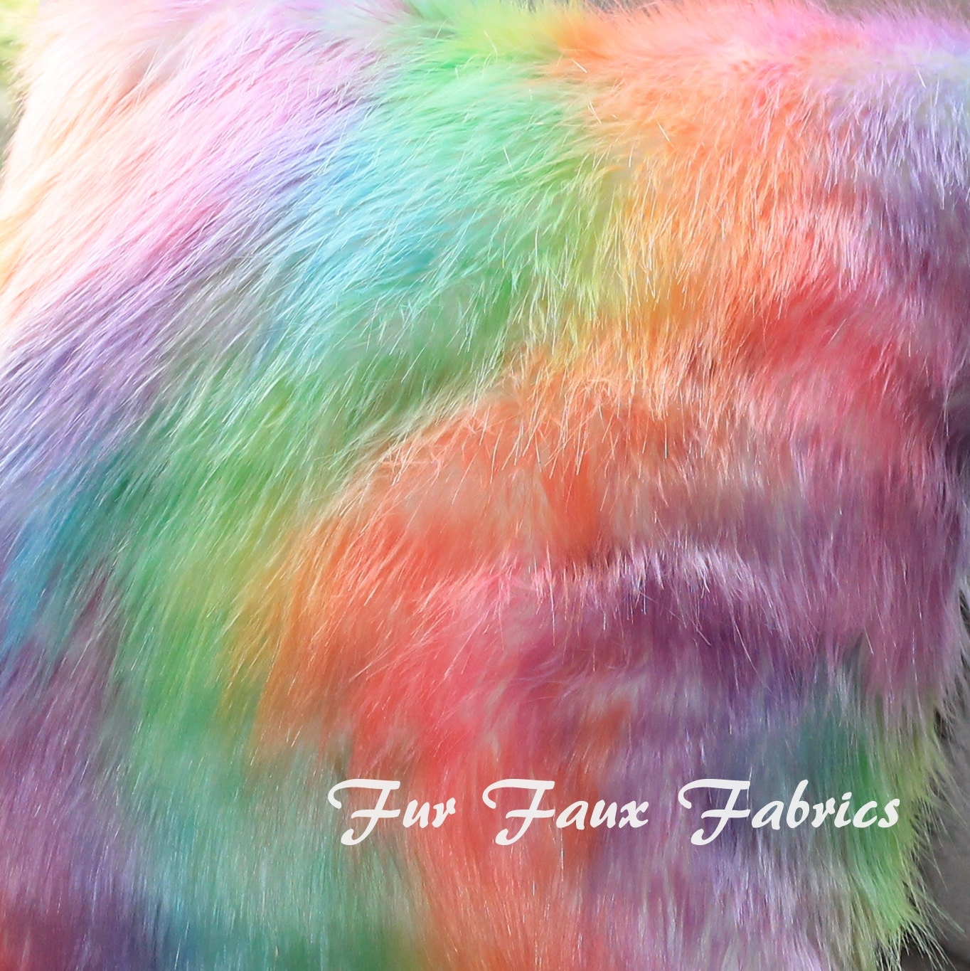 Fur Faux Fabric By The Yard Remnants Bright Rainbow Shag Furs