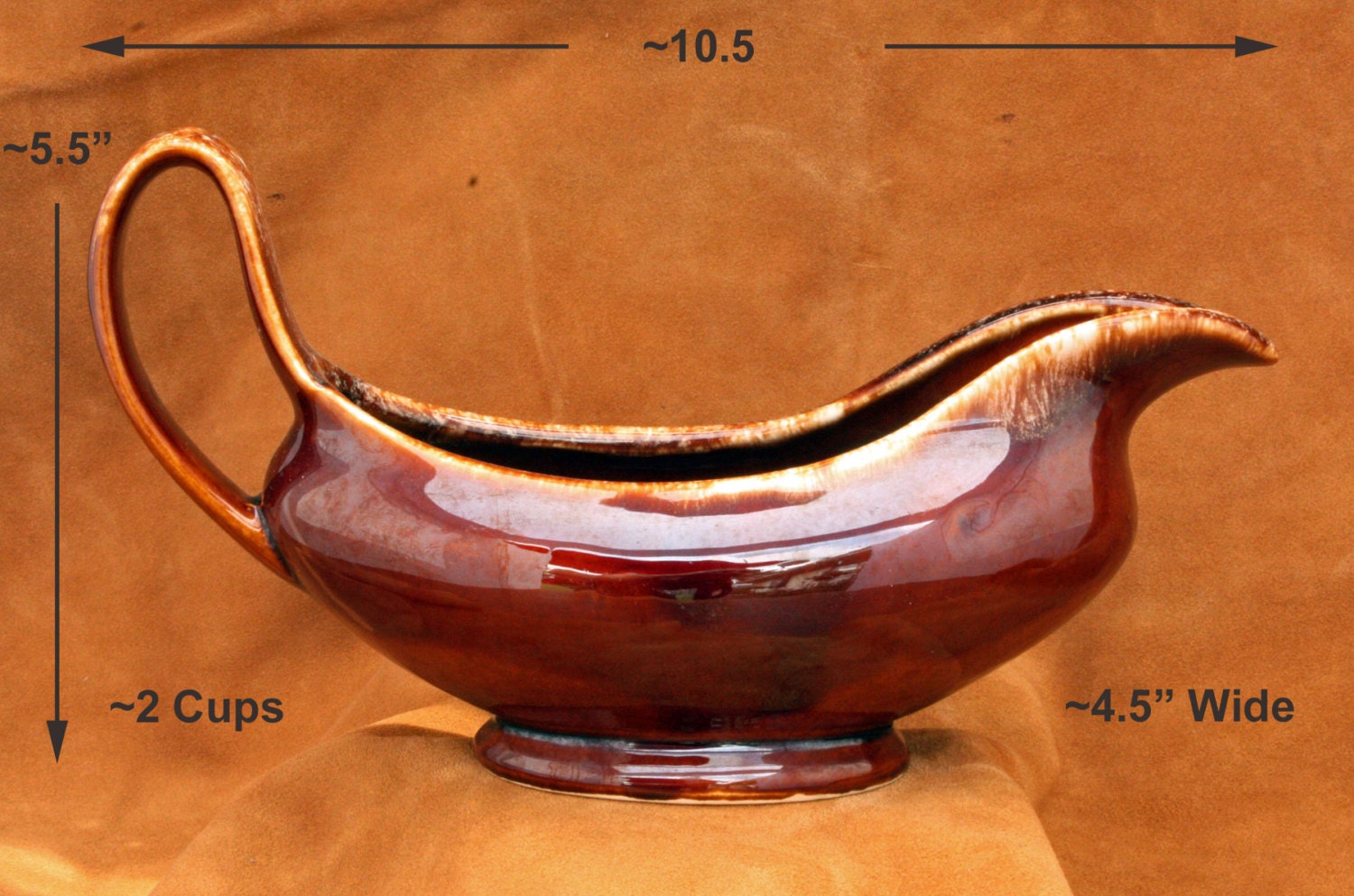 Vintage Hull Brown Drip Gravy Boat Haute Juice