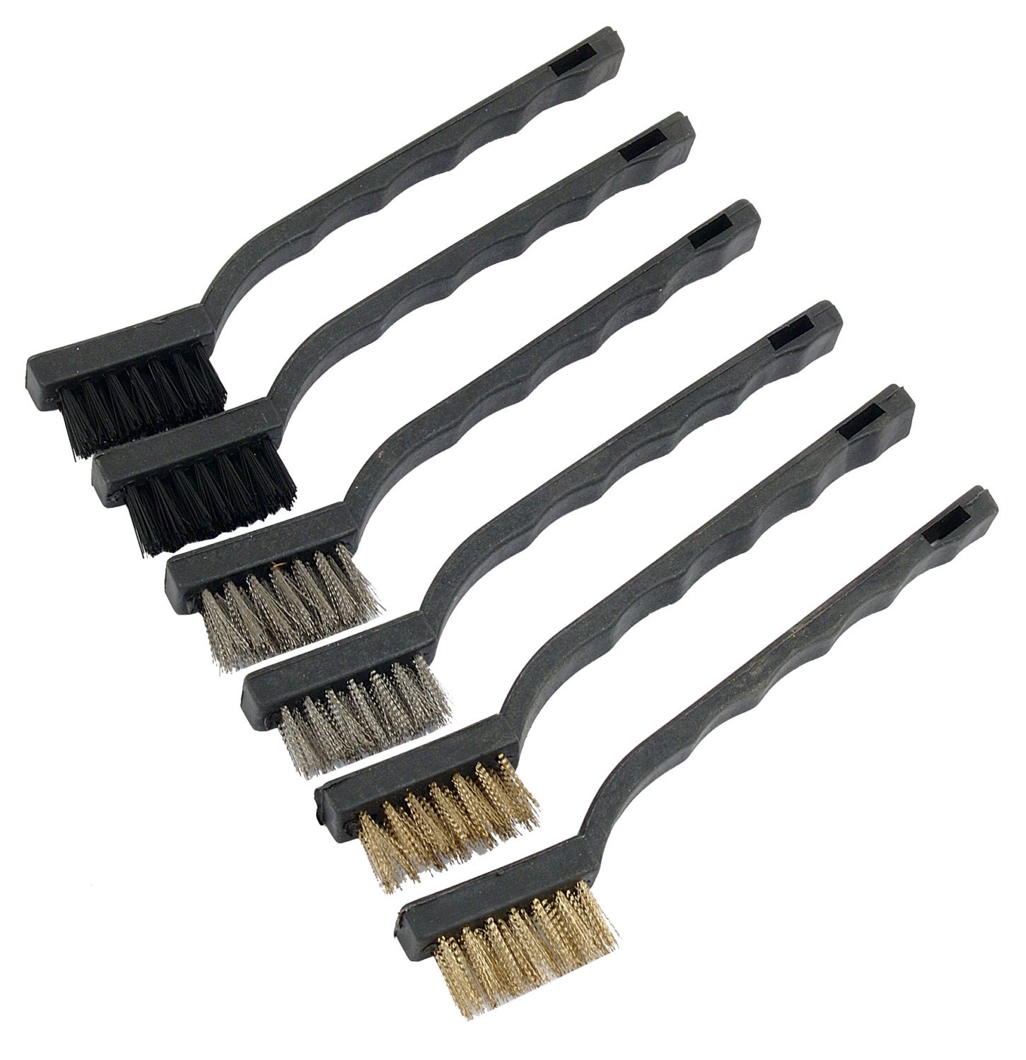 6PC Wire Brush Set Toothbrush Type Plastic Handle Brass
