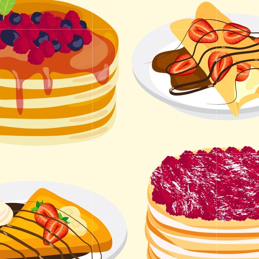 Waffle & Pancake Digital Vector Clip art/ Crepes Cakes Digital