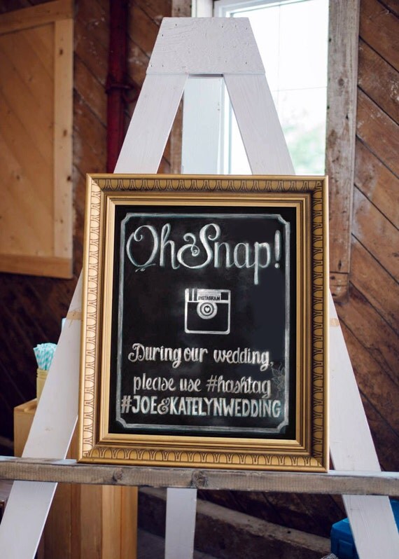 Custom Hashtag Sign Wedding Chalkboard by TheCraftandCupboard