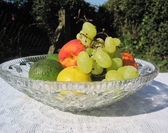 French Vintage Cut Glass Salad/Desert/Fruit Bowl – Shallow and Wide