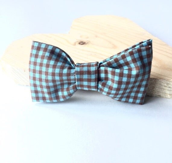 Items similar to Bow Tie, Baby Bow Tie, Boys Bow Tie Gingham Brown