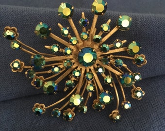 Vintage 1960s Rhinestone Starburst Brooch