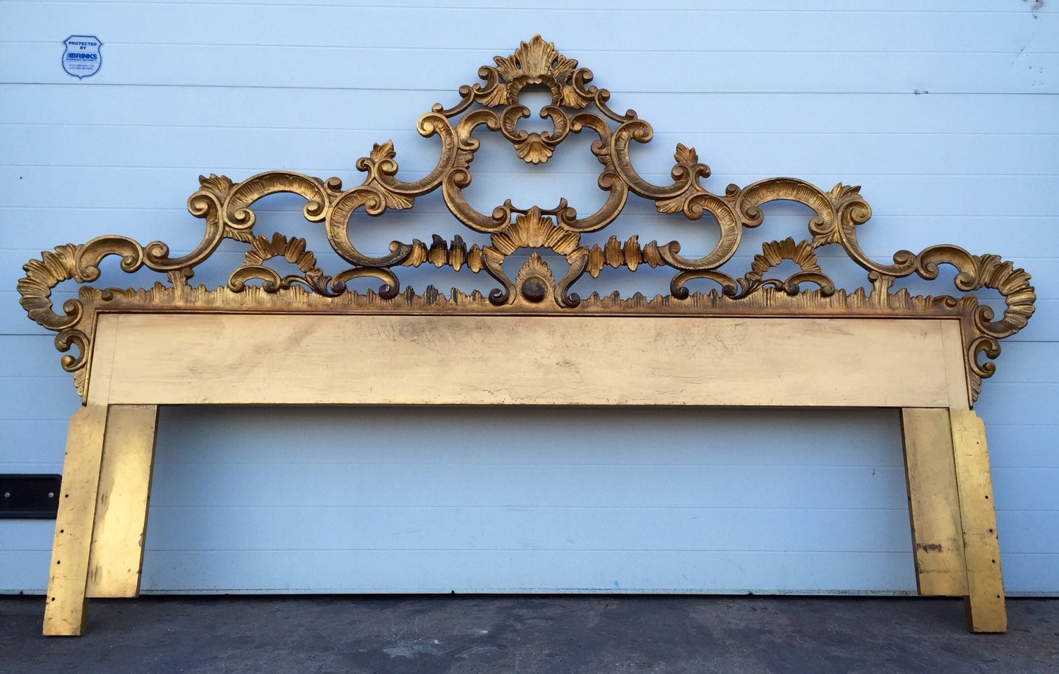 Hollywood Regency style Ornate Metal Gold Gilt King Size Headboard