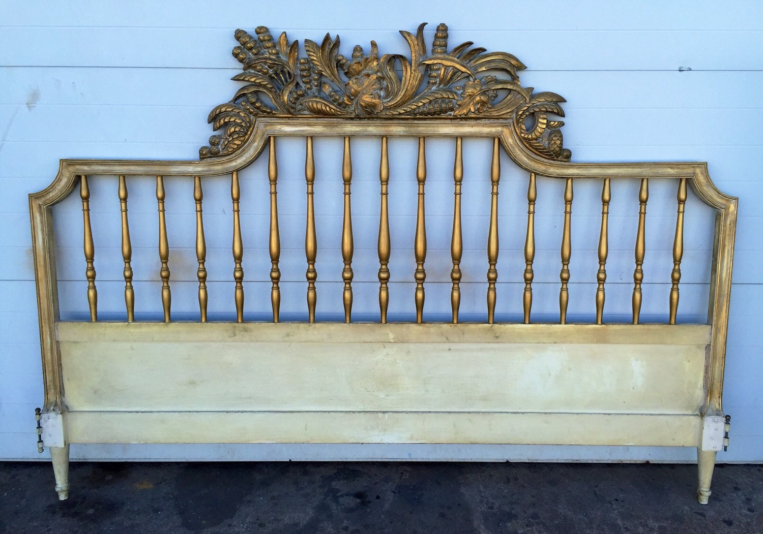 Gold Gilt Hollywood Regency style Ornately Carved King Size Headboard