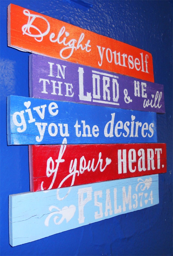 Delight Yourself in The Lord wood sign  Inspirational pallet sign  Psalm 374 home decor  inspirational home decor  Inspirational plaque