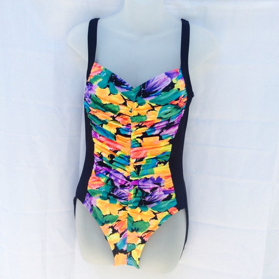 Vintage 90's Floral Swimsuit 1990's Swim Shaper