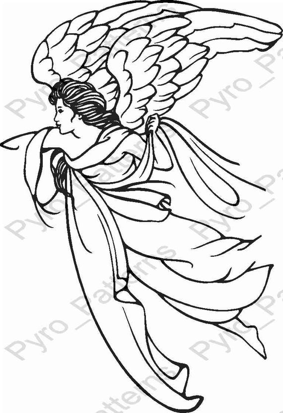 Pyrography Wood burning Angel Pattern Printable Stencil