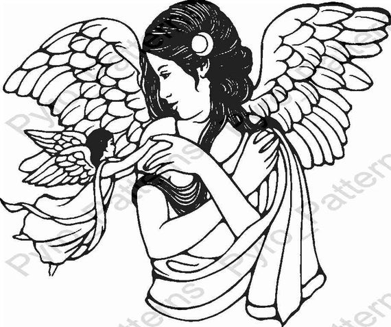 Pyrography Wood burning Angel Pattern Printable Stencil