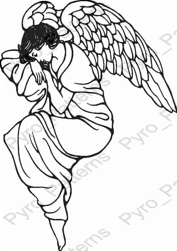 Pyrography Wood burning Angel Pattern Printable Stencil