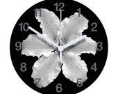 Black and White Clematis Clock