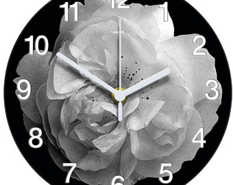 Black and white rose clock