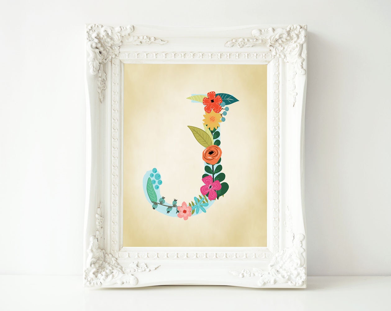 Letter J 8x10 Printable Wall Art J Monogram