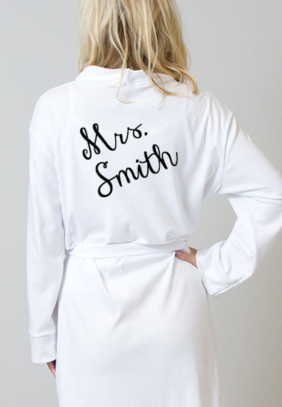 Bride Wedding Cotton Robe Dressing Gown. Personalised with