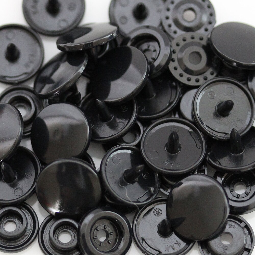 B5 Black KAM Snaps Size 20 Glossy Plastic Snap Buttons