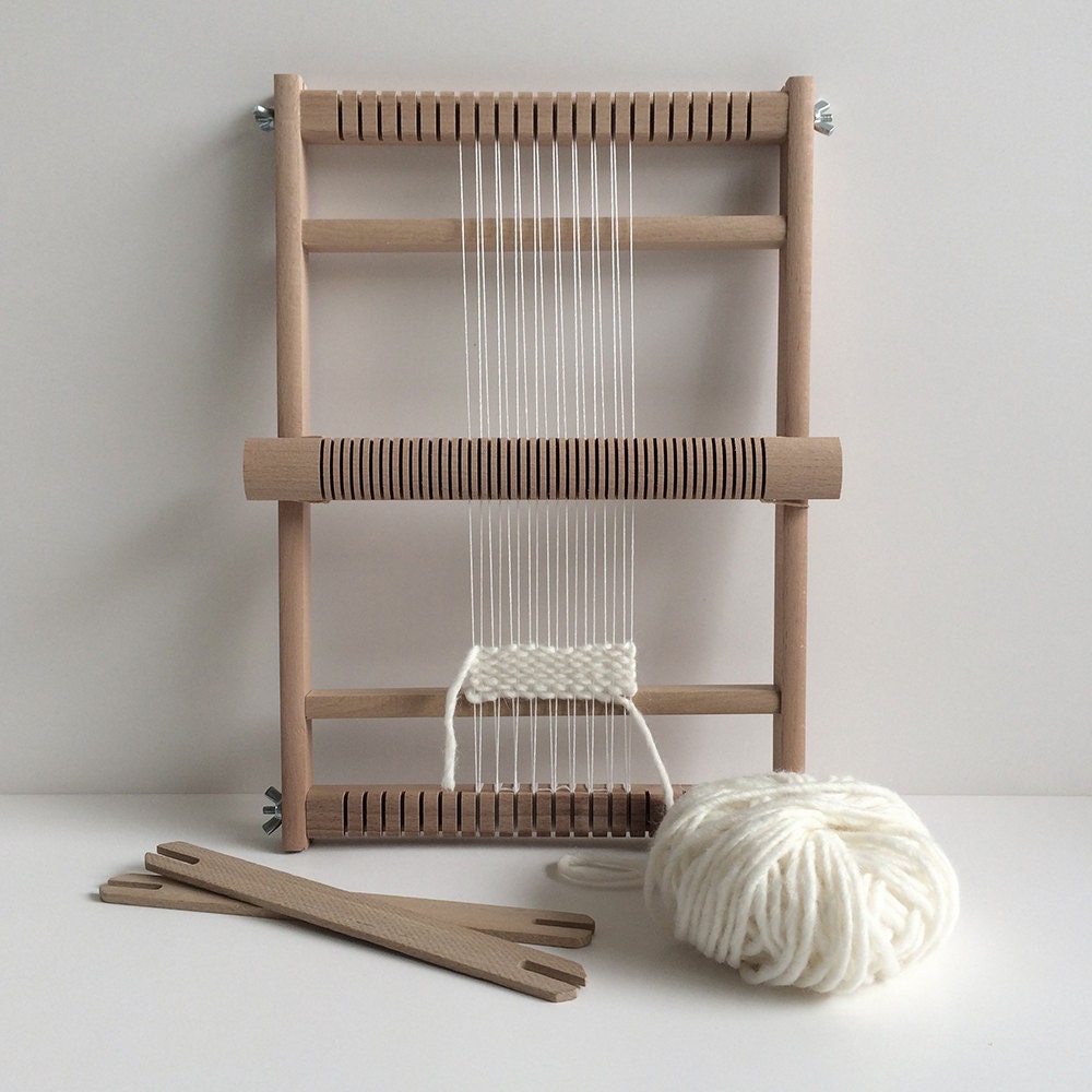 Weaving Loom S with heddle bar rotating warp bars by funemstudio