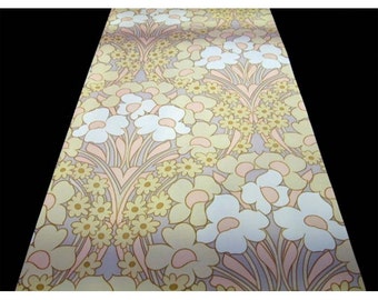 Vintage Wallpaper by the Metre 70s Retro Wallpaper - Clematis 70s flower Vinyl Wallpaper