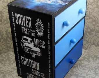 Custom Supernatural Blue and Black Stash Jewelry Box