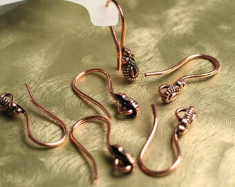 Solid copper ear wire with teardrop and loop, 18x10mm, 3 pairs (item ID F9296FY)