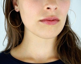 Hammered Hoops in 14K Gold fill, large gold hoop earrings, hammered hoop earrings, thin gold hoop earrings, multiple sizes, choose a size