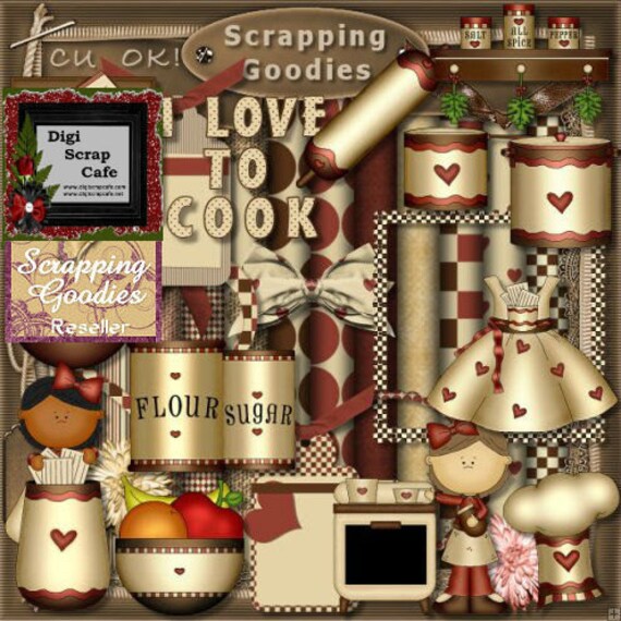 Cook in the Kitchen scrapbook transparent clip art graphics commercial use png