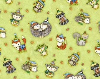 Hedgehugs in Green from Henry Glass Fabrics, Yard
