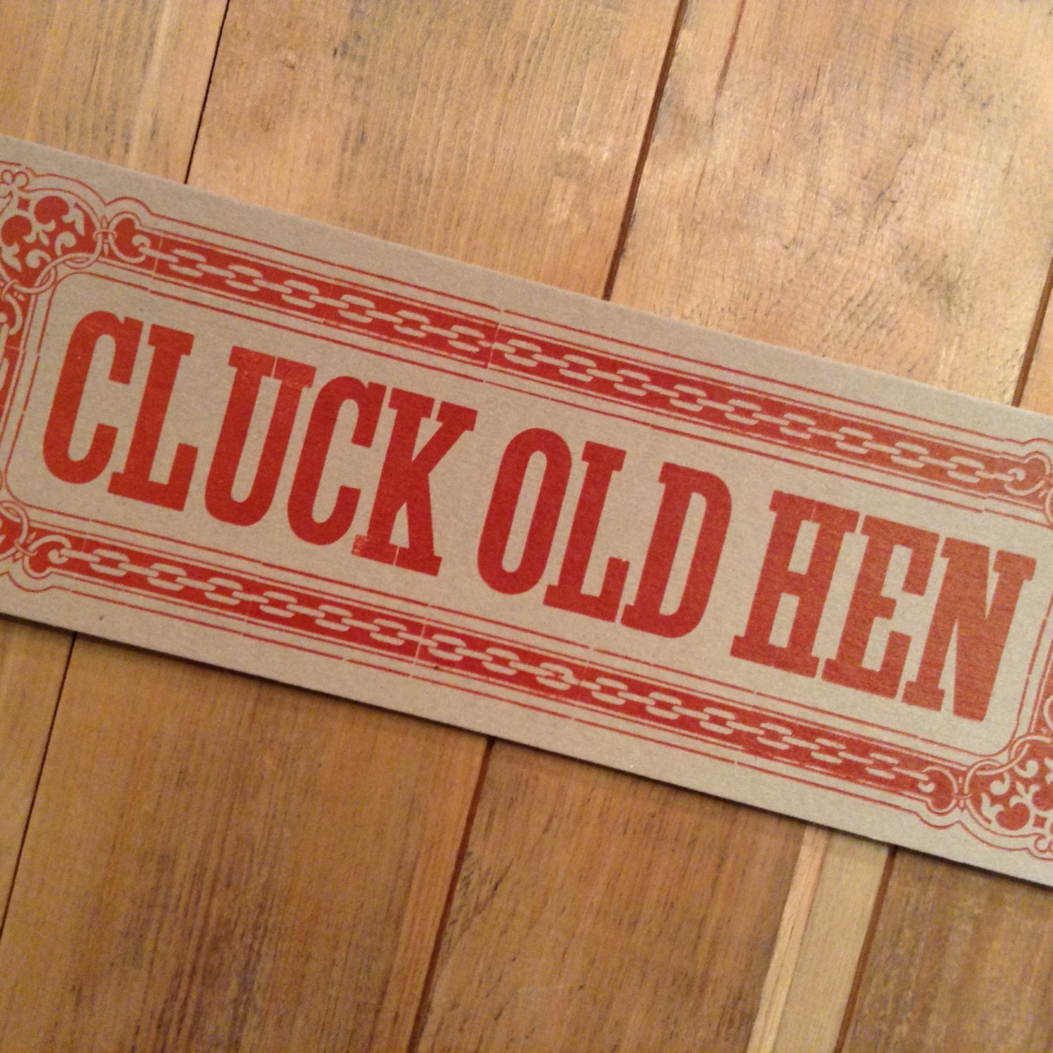 CLUCK OLD HEN Oversized Postcard Hand Printed Letterpress