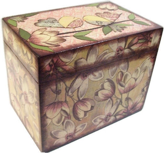 Recipe Box Wood Recipe Greeting Card Box Pink by GiftsAndTalents