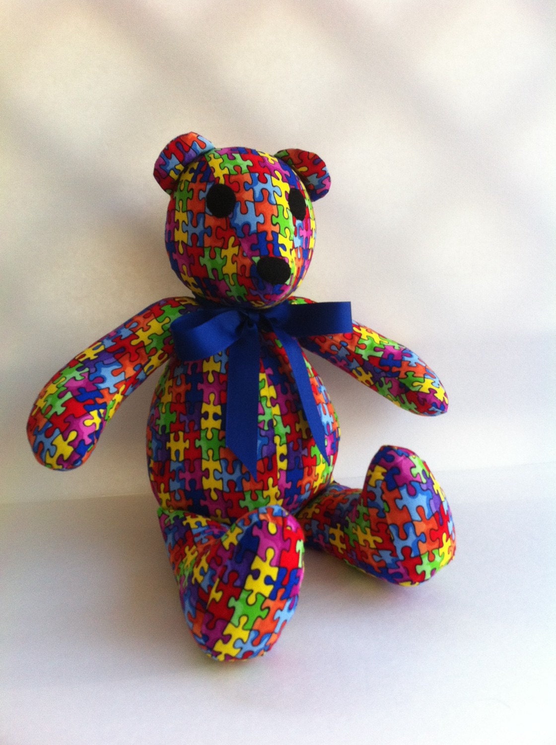 Autism Awareness Puzzle Bear by theyellowroses on Etsy