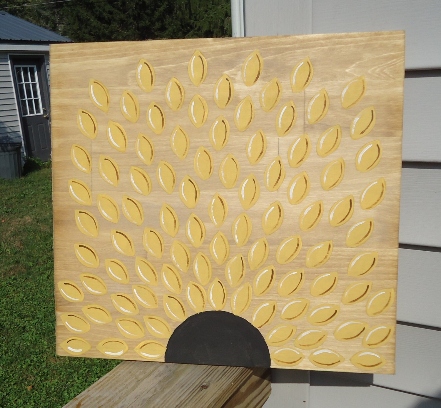 Wedding guest book SUNFLOWER guest book wood guest book