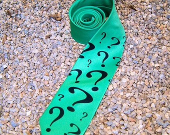 Green / Purple Riddler Question Mark Geeky Cosplay Mens Tie - MTCoffinz - Choose Color