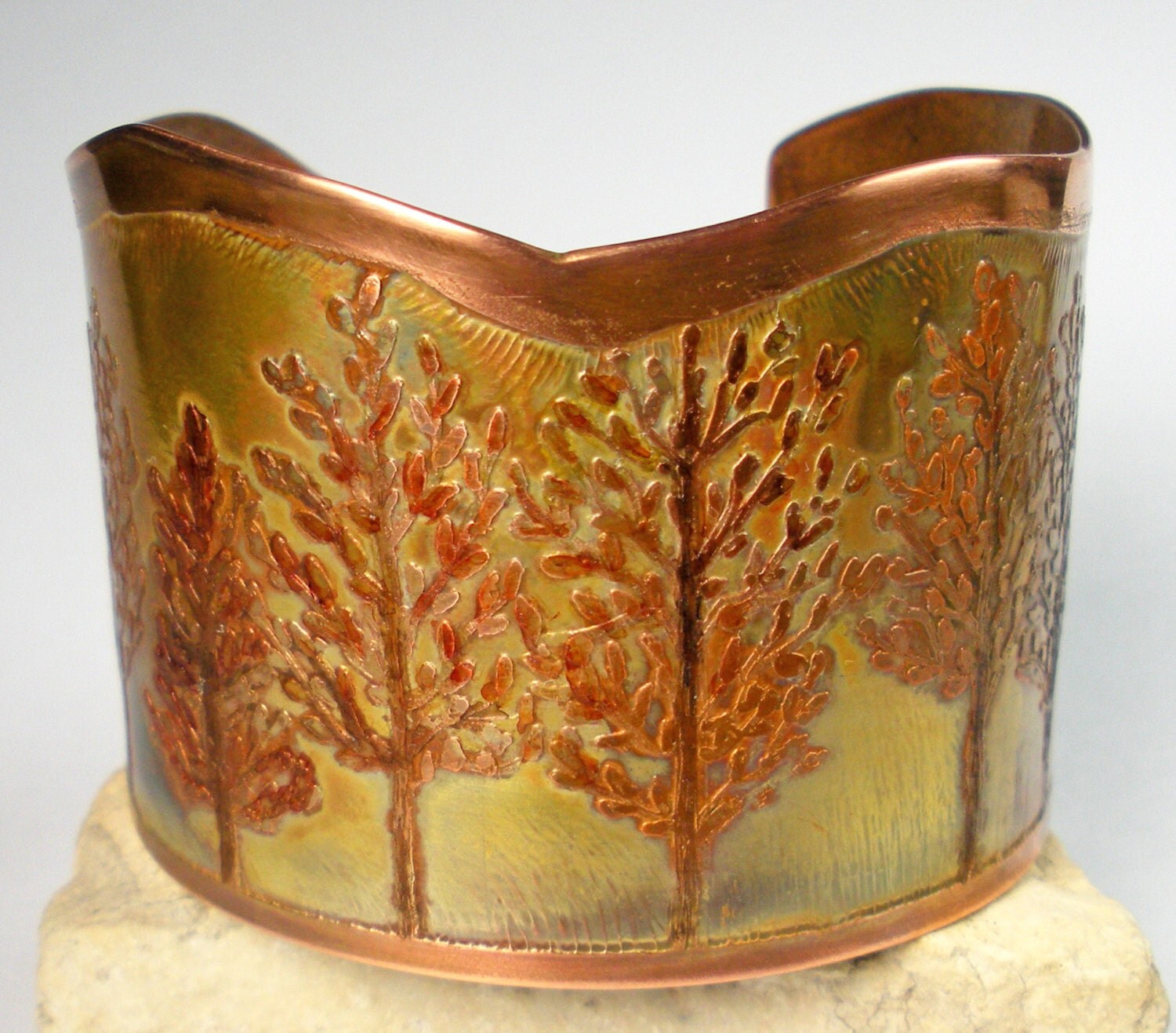 Etched Copper Bracelet Rustic Copper Cuff Womens Jewelry